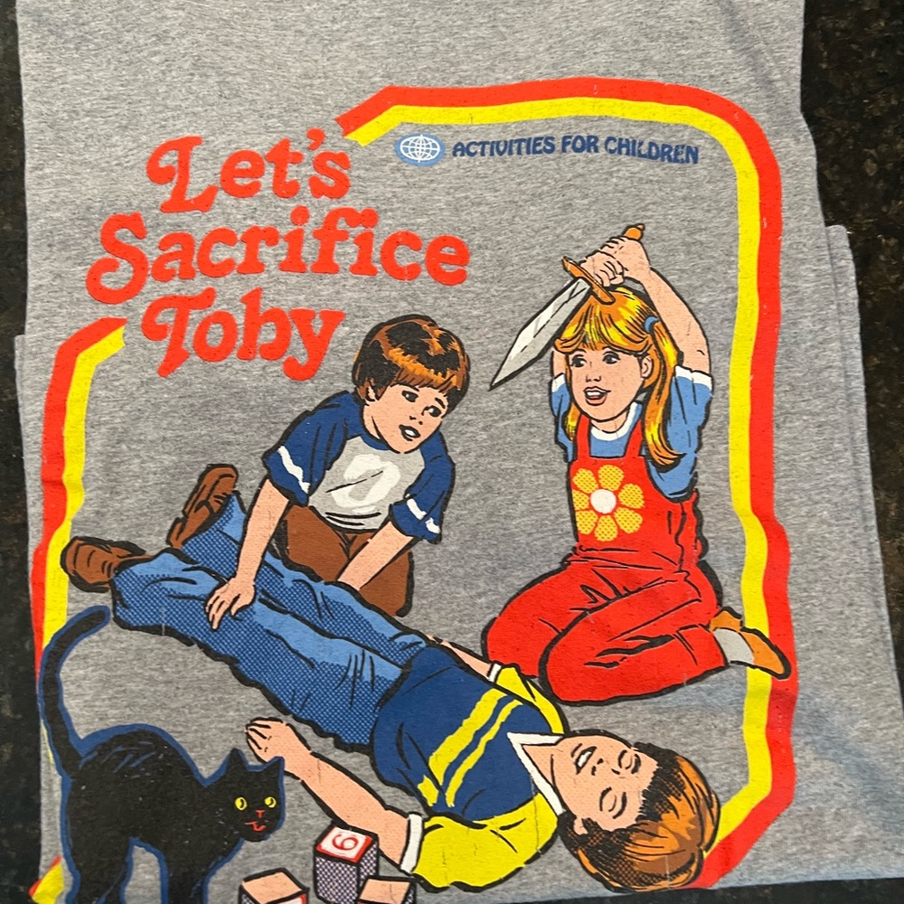Gray Graphic Tee with Retro Design